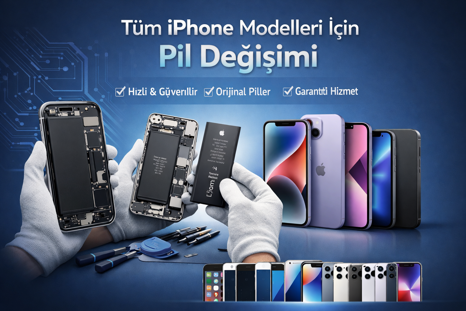 Tüm iPhone Modelleri İçin Profesyonel Pil Değişimi Hizmeti